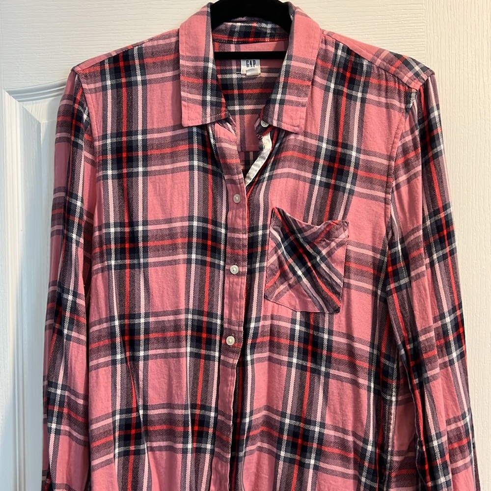 Gap Pink Plaid Button Down
